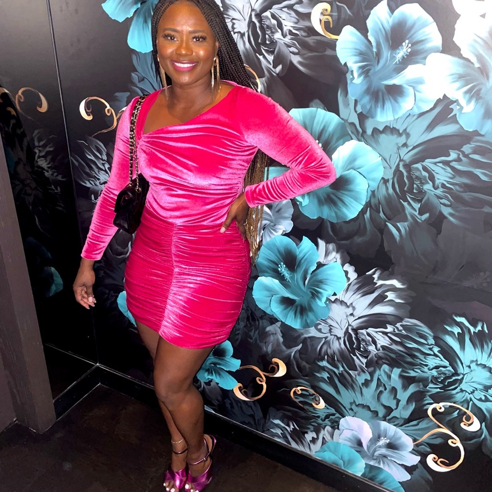 Vibrant Pink Ruched two piece sit